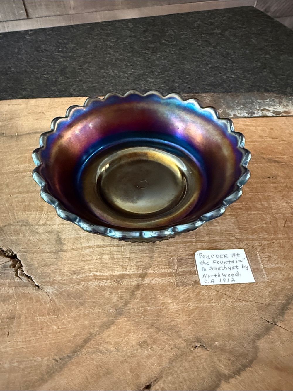 Iridescent Amethyst Scalloped Glass Bowl